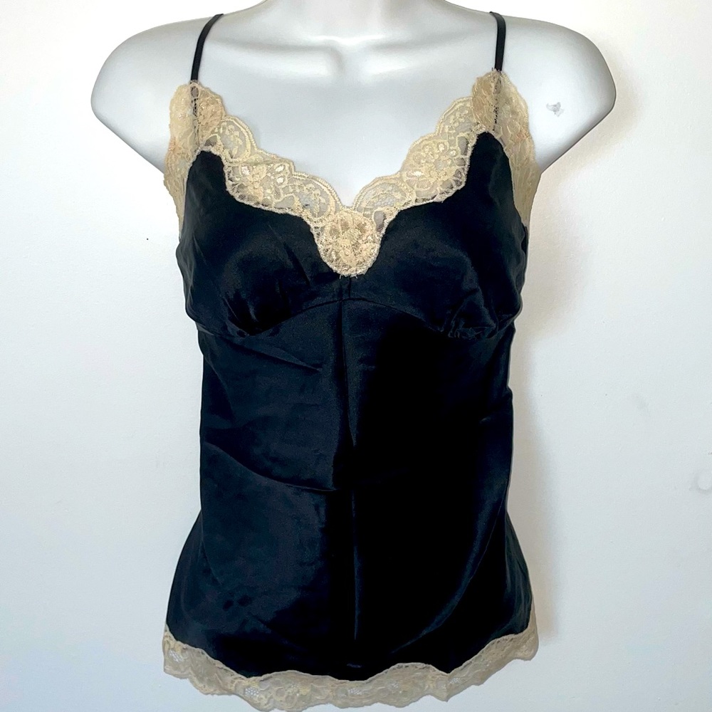 Black Pure Silk Lace Cami